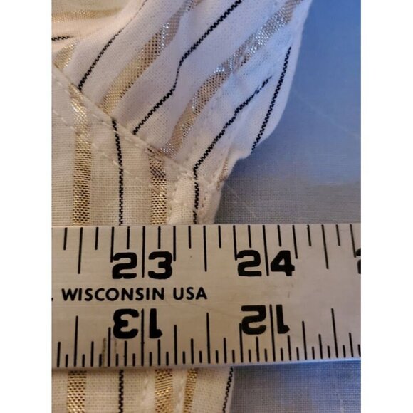 Lizwear by Liz Claiborne Vtg Women's Short Sleeve Gold Metallic Striped Blouse - Picture 5 of 7